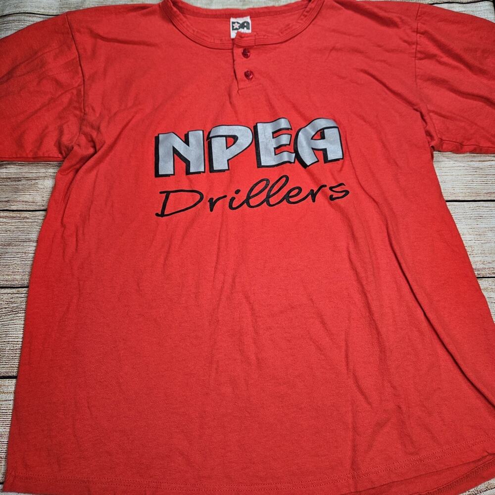 Vintage Don Alleson Red Button Jersey Shirt Made In USA NPEA Drillers Size XL